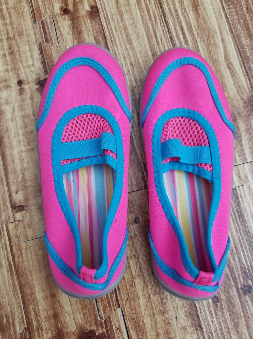 Athletic Works Pink & Teal Girls Swim Shoes - Size 13/1 Water Shoes